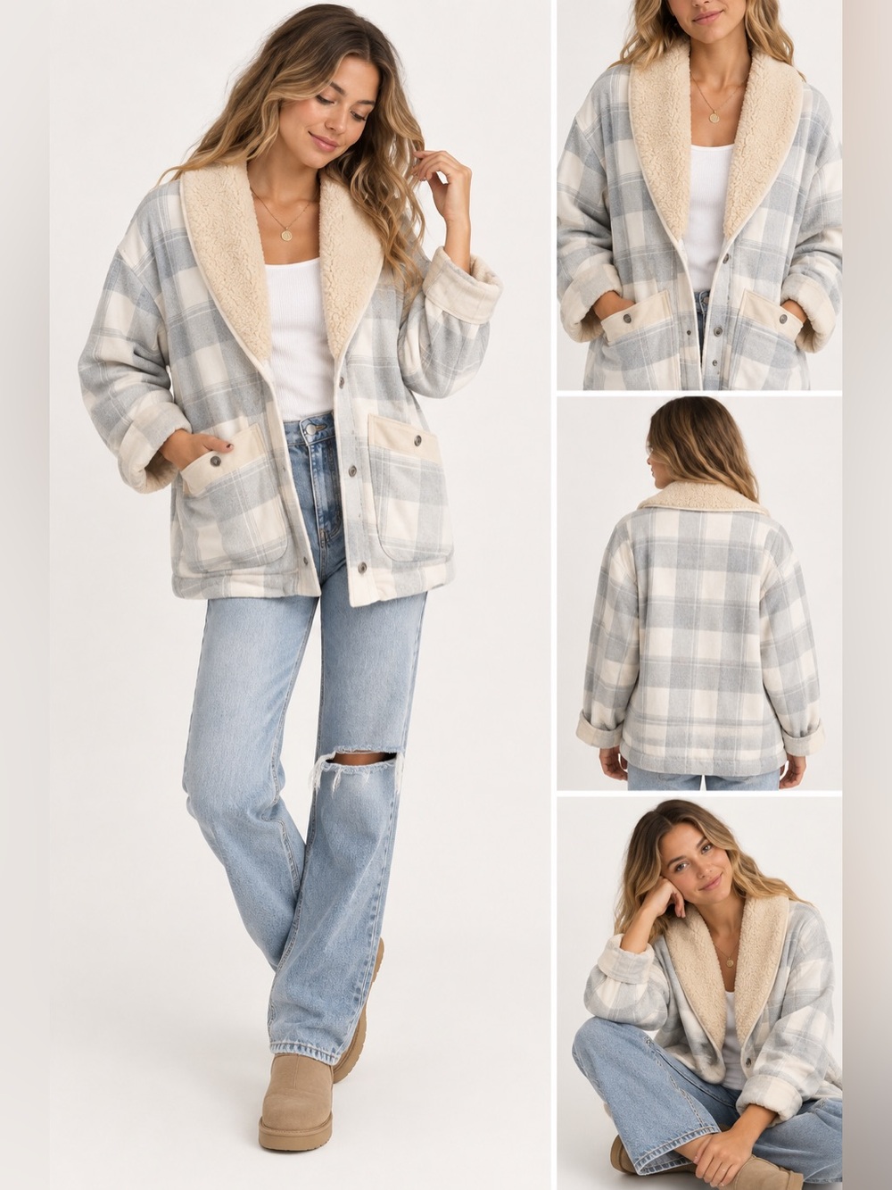Free People Sherpa Woodlands Plaid Jacket S